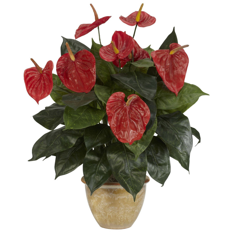Anthurium w/Ceramic Vase Silk Plant