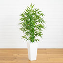 Bamboo Tree with White Planter UV Resistant (Indoor/Outdoor) by Nearly Natural