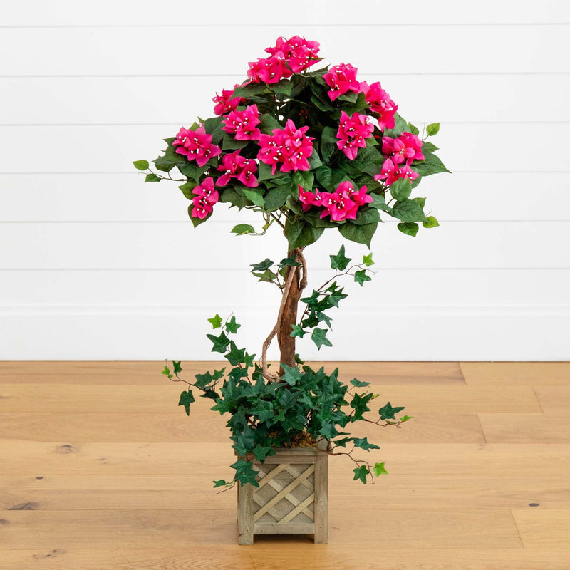 Bougainvillea Topiary w/Wood Box