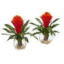 Bromeliad Artificial Plant in Vase (Set of 2)
