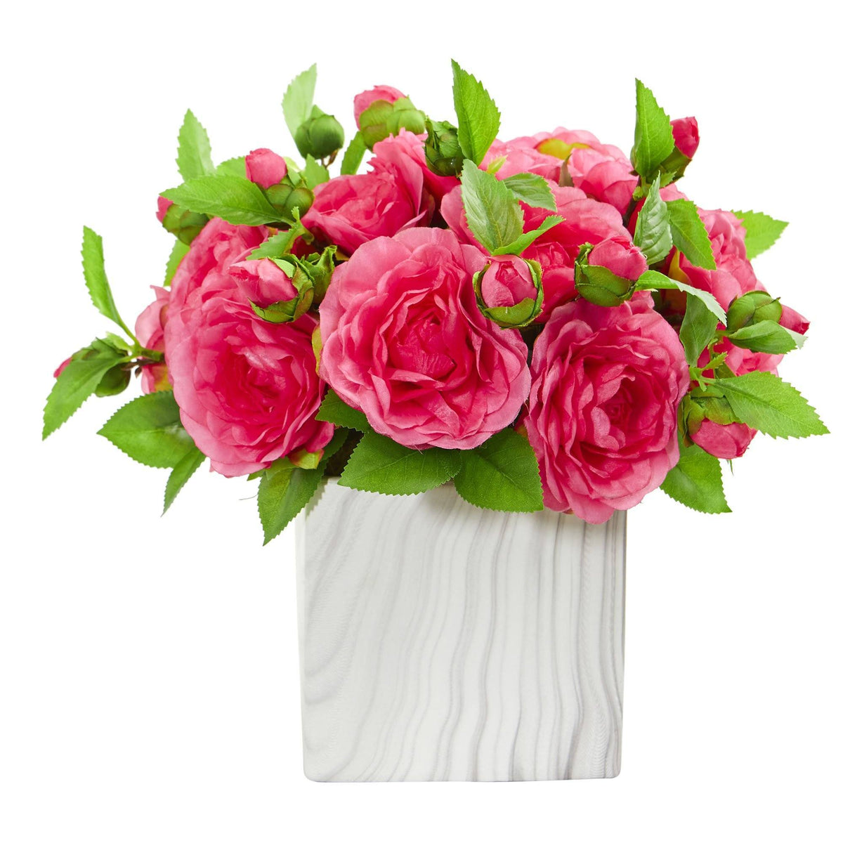 Camellia Artificial Arrangement in Marble Finished Vase, photo 2 of 3