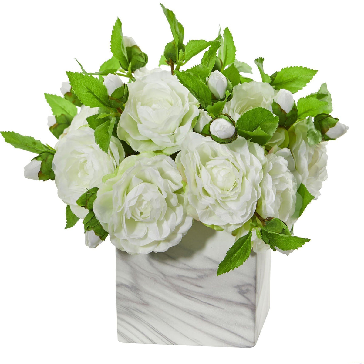 Camellia Artificial Arrangement in Marble Finished Vase, photo 3 of 3
