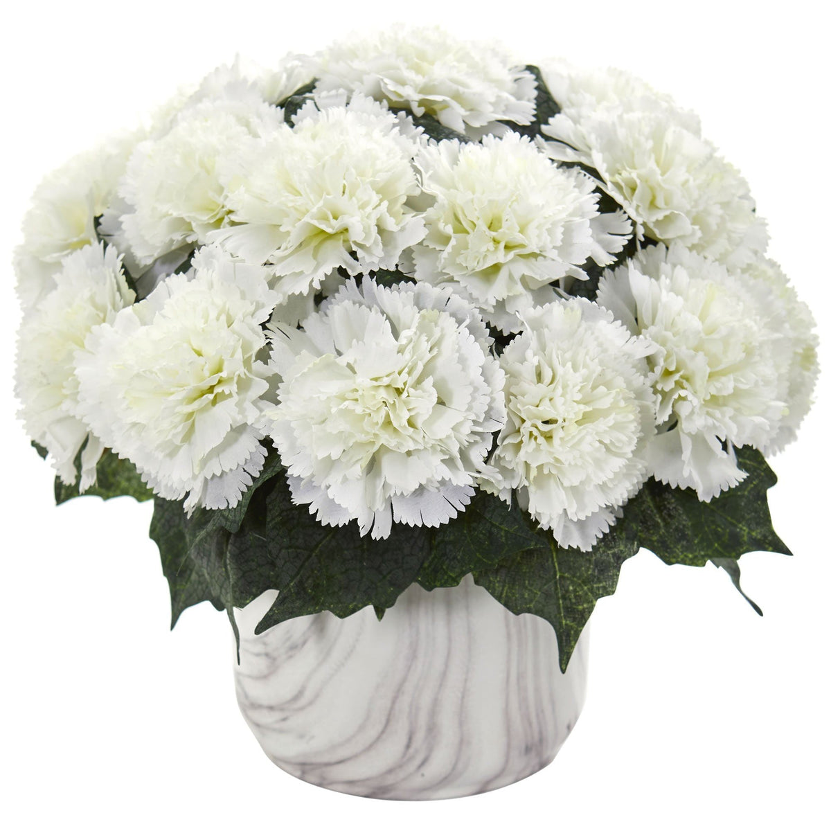 Carnation Artificial Arrangement in Marble Finished Vase, photo 2 of 5