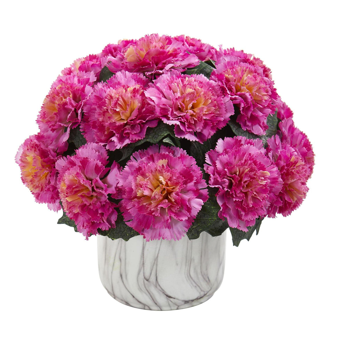 Carnation Artificial Arrangement in Marble Finished Vase, photo 3 of 5
