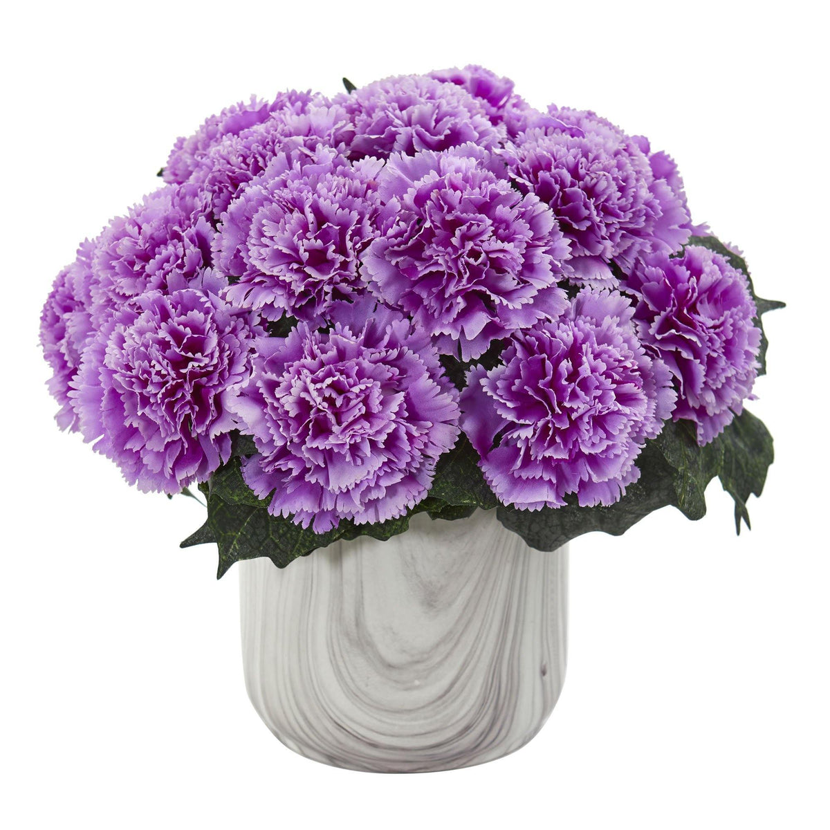 Carnation Artificial Arrangement in Marble Finished Vase, photo 4 of 5
