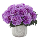 Carnation Artificial Arrangement in Marble Finished Vase