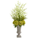 Cherry Blossom & Hydrangeas Artificial Arrangement in Urn