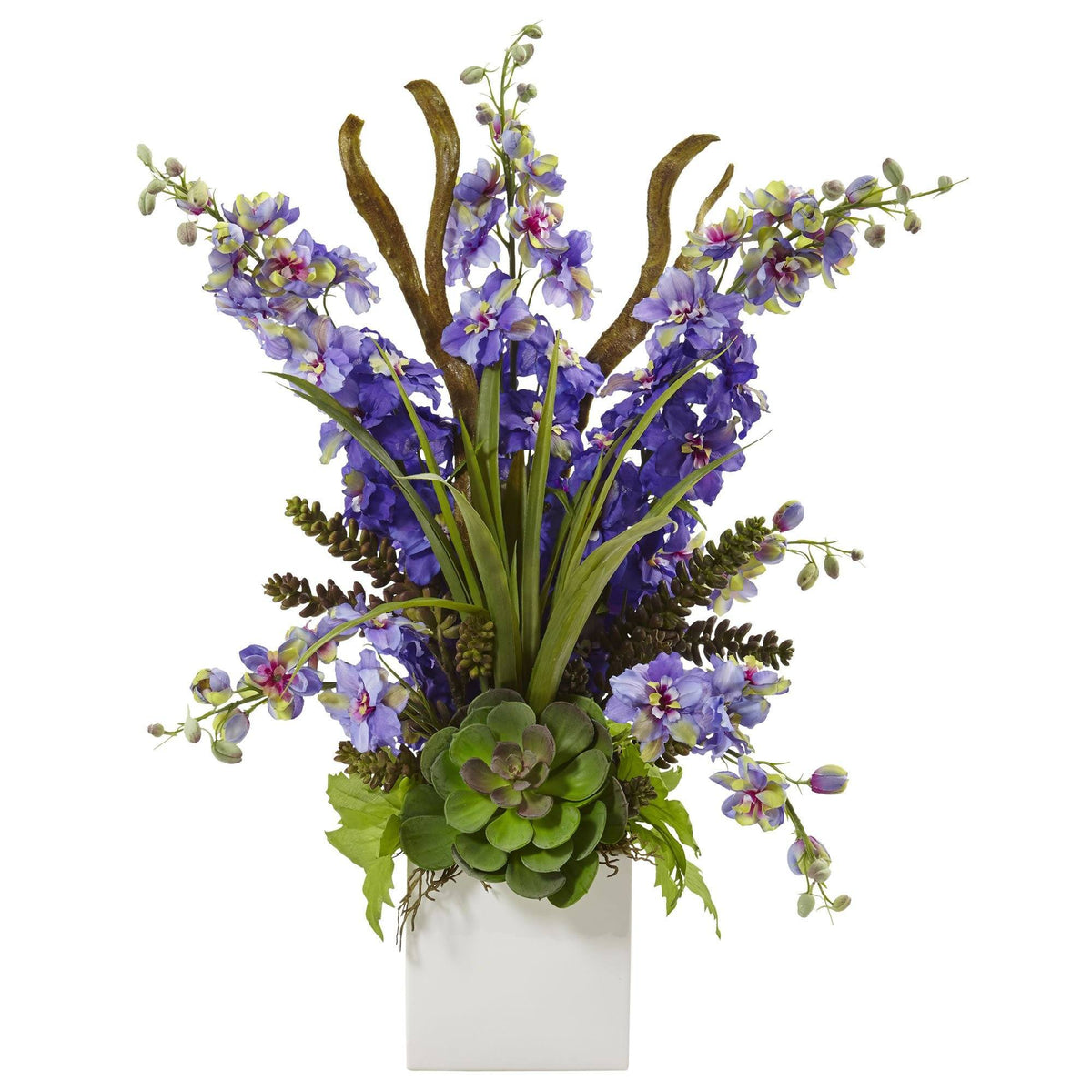 Delphinium and Succulent Arrangement, photo 3 of 4