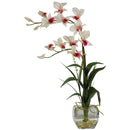 Dendrobium w/Glass Vase Silk Flower Arrangement
