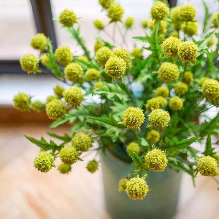 Faux Silk Artificial Flower Pompom Stem 28" Tall