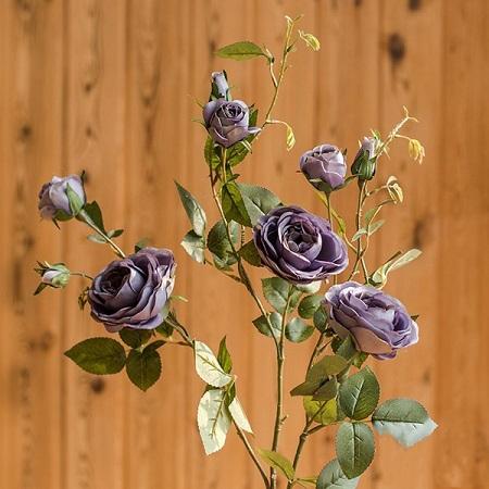 Artificial Flower Silk Rose Flower Bloom and Bud Stem in Purple 39" Tall