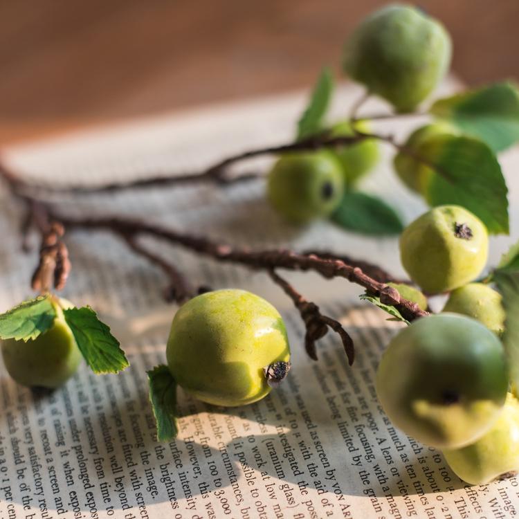 Artificial Fruit Mini Apple Stems in Green 23" Tall Silk Plant