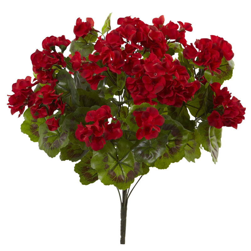 Artificial Geraniums Bush UV Resistant (Set of 3)