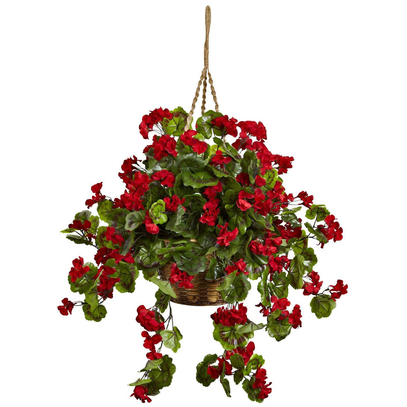 Artificial Geranium Hanging Basket UV Resistant (Indoor/Outdoor)