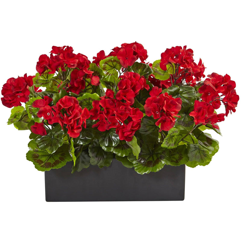 Artificial Geranium in Rectangular Planter UV Resistant (Indoor/Outdoor)