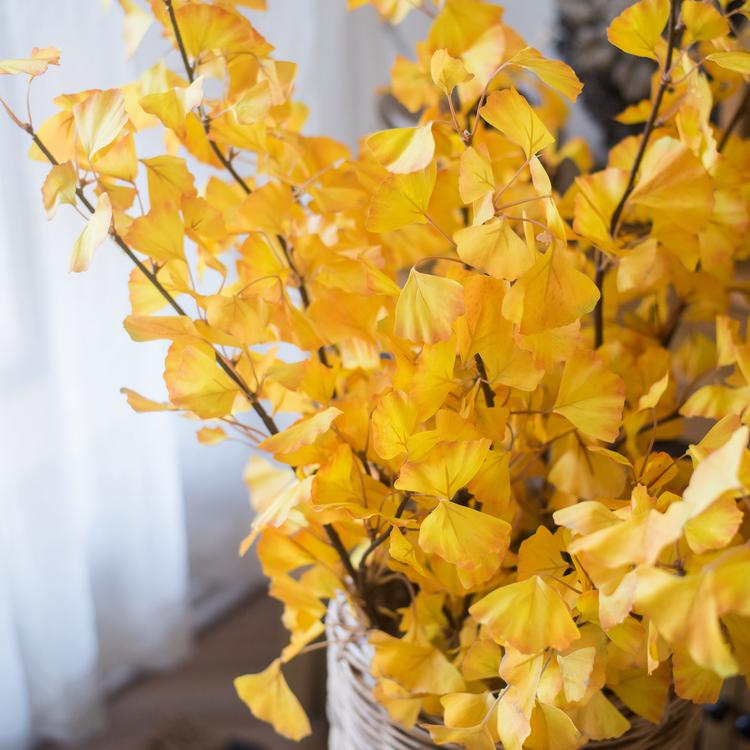 Artificial Ginkgo Stem in Yellow 37" Tall Faux
