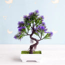 Artificial green and pink bonsai tree garden decor potted plant by Decorbites