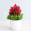 Artificial green and pink bonsai tree garden decor potted plant by Decorbites
