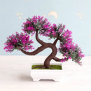 Artificial green and pink bonsai tree garden decor potted plant by Decorbites