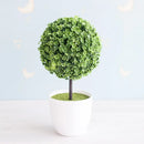 Artificial green and pink bonsai tree garden decor potted plant by Decorbites