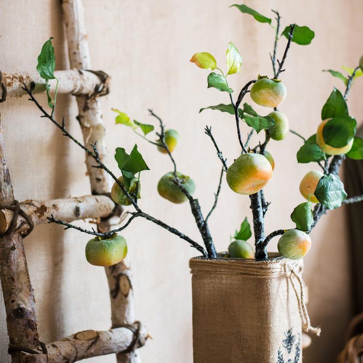 Artificial Green Persimmon Fruit Stem 31" Tall