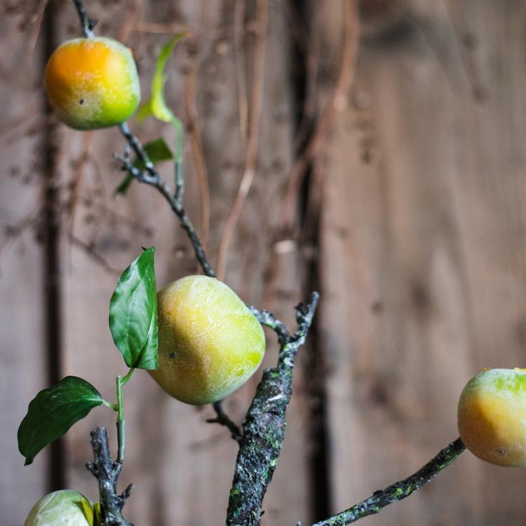 Artificial Green Persimmon Fruit Stem 31" Tall