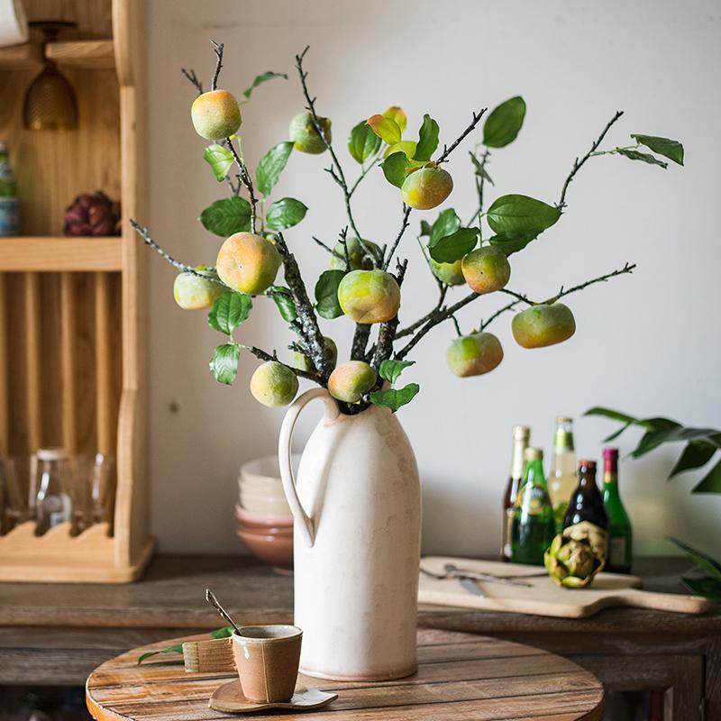 Artificial Green Persimmon Fruit Stem 31" Tall