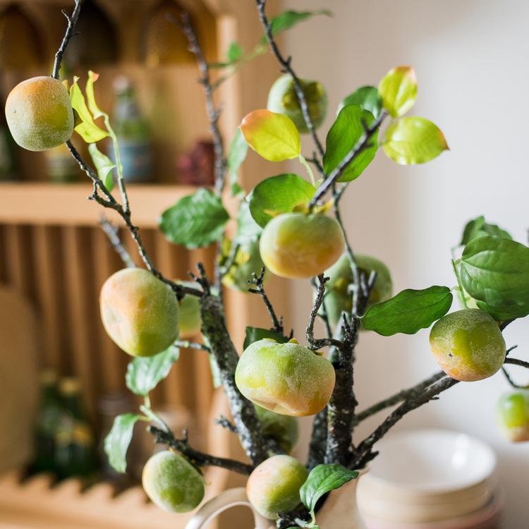 Artificial Green Persimmon Fruit Stem 31" Tall