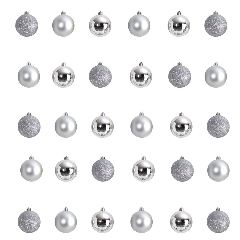Holiday Christmas 30 Count 2.5” Shatterproof Ornament Set with Re-Useable Storage Container