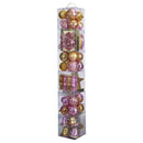 70 Pink and Gold Shatterproof Christmas Tree Ornament Set with Re-Useable Container