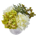 Hydrangea and Berries Artificial Arrangement in Marble Finished Vase