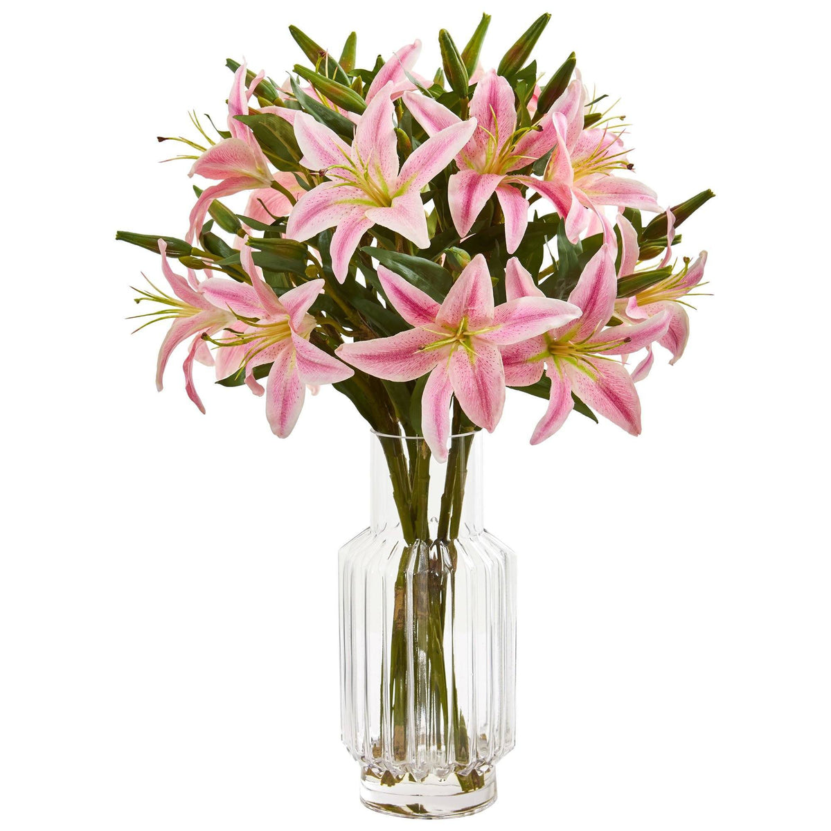 Lily Artificial Arrangement in Glass Vase, photo 2 of 4