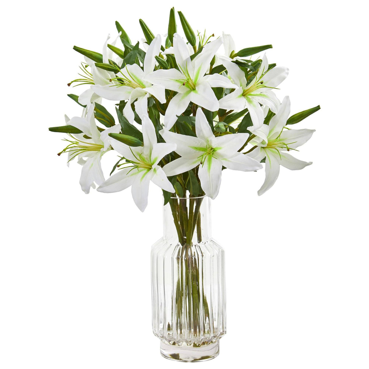 Lily Artificial Arrangement in Glass Vase, photo 3 of 4