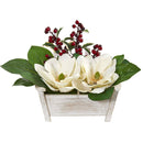 Magnolias and Berries Artificial Arrangement in Chair Planter