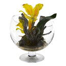 Mini Orchid Cattleya Artificial Arrangement in Pedestal Vase