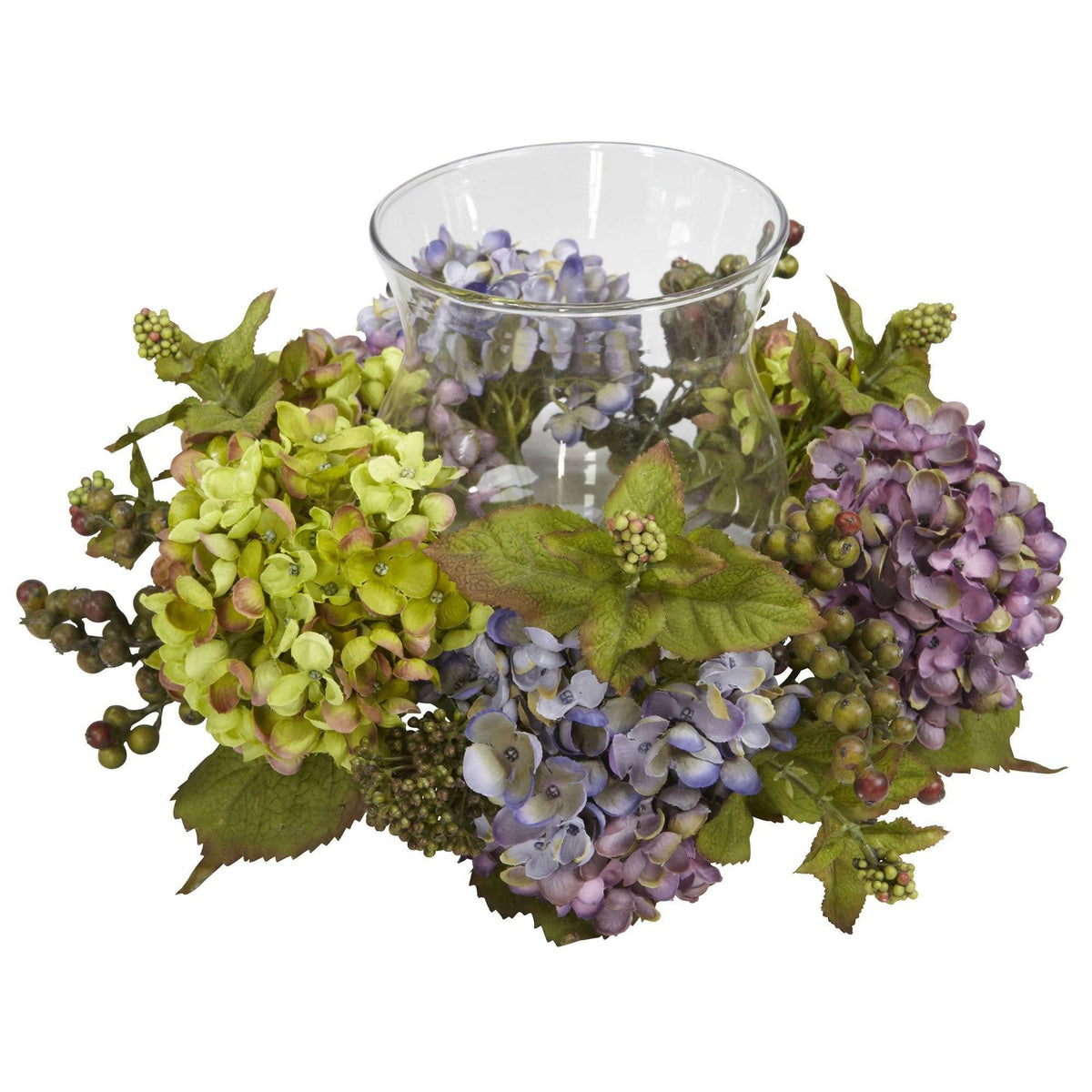 Mixed Hydrangea Candle Holder Silk Arrangement, photo 2 of 2