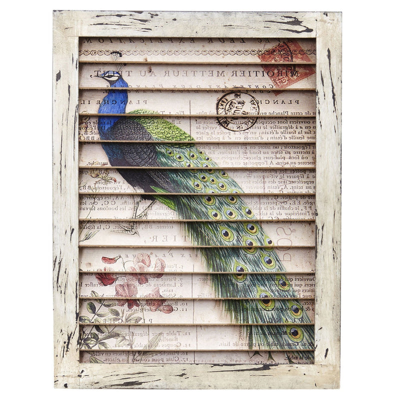 Peacock Window Shutter Wall Décor