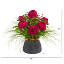 Peony and Grass Artificial Arrangement in Designer Vase