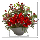 Phalaenopsis Orchid and Variegated Holly Berry Artificial Arrangement