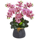 Phalaenopsis Orchid Artificial Arrangement in Stoneware Vase