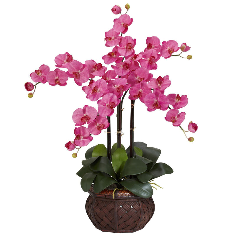 Phalaenopsis w/Decorative Vase Silk Flower Arrangement