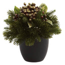 Pine & Berries w/Black Planter (Set of 2)