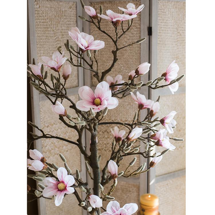 Artificial Silk Pink Magnolia Tree In Pot