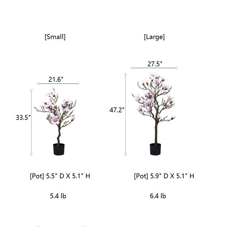 Artificial Silk Pink Magnolia Tree In Pot