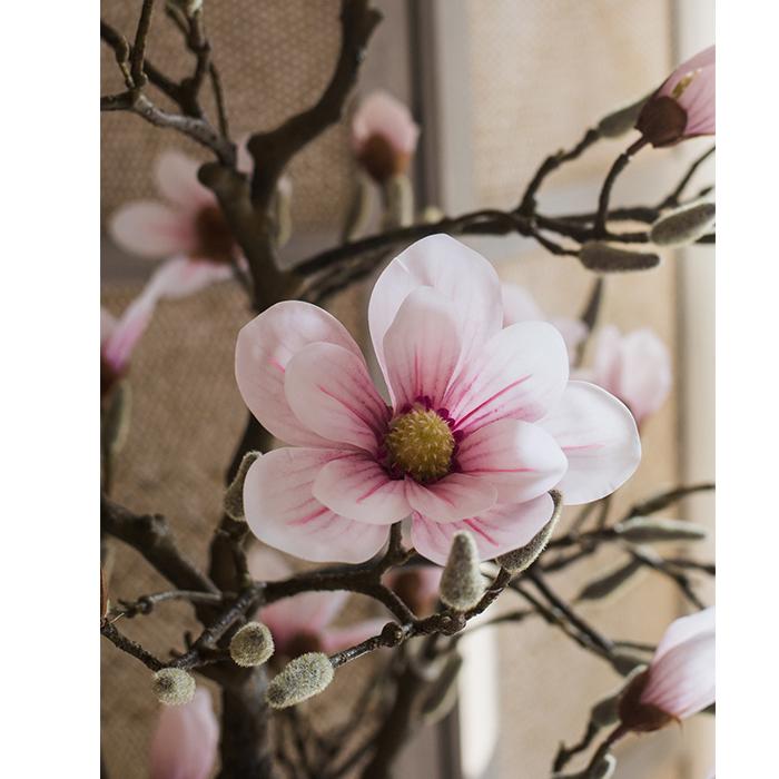 Artificial Silk Pink Magnolia Tree In Pot