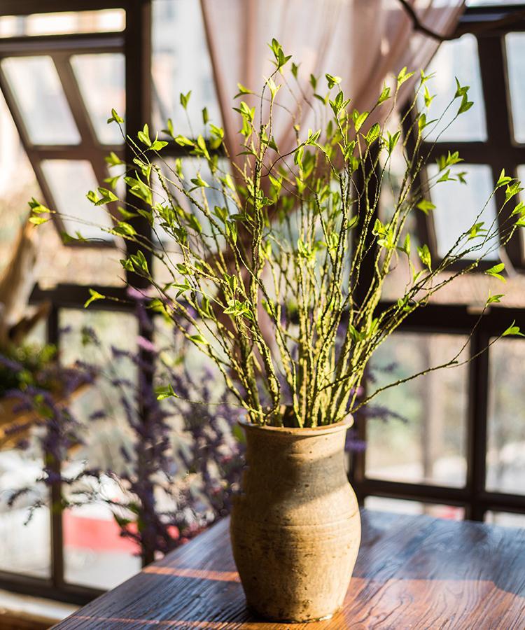 Artificial Faux Plant Green Leaf Rattan Stem 37" Tall