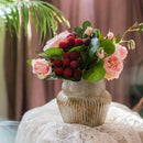 Artificial Silk Raspberry Rose Bouquet 7" Tall