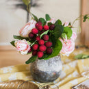 Artificial Silk Raspberry Rose Bouquet 7" Tall