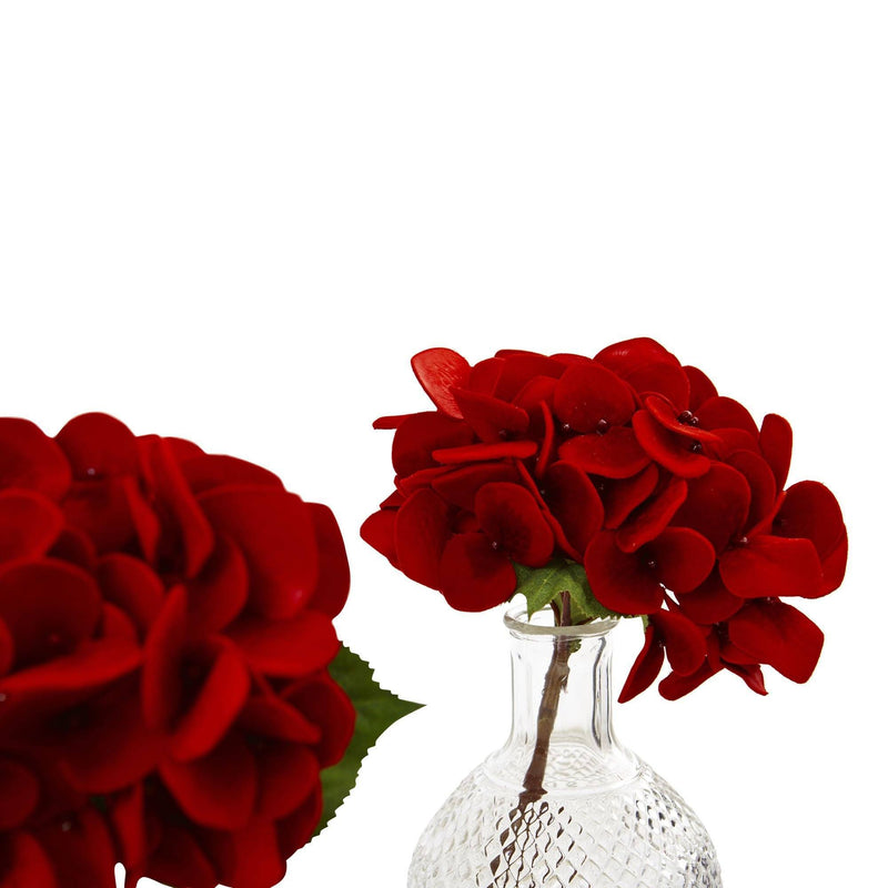 Red Hydrangea w/Glass Vase (Set of 3), photo 3 of 3