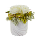 Rose and Hydrangea Artificial Arrangement in Marble Finished Vase